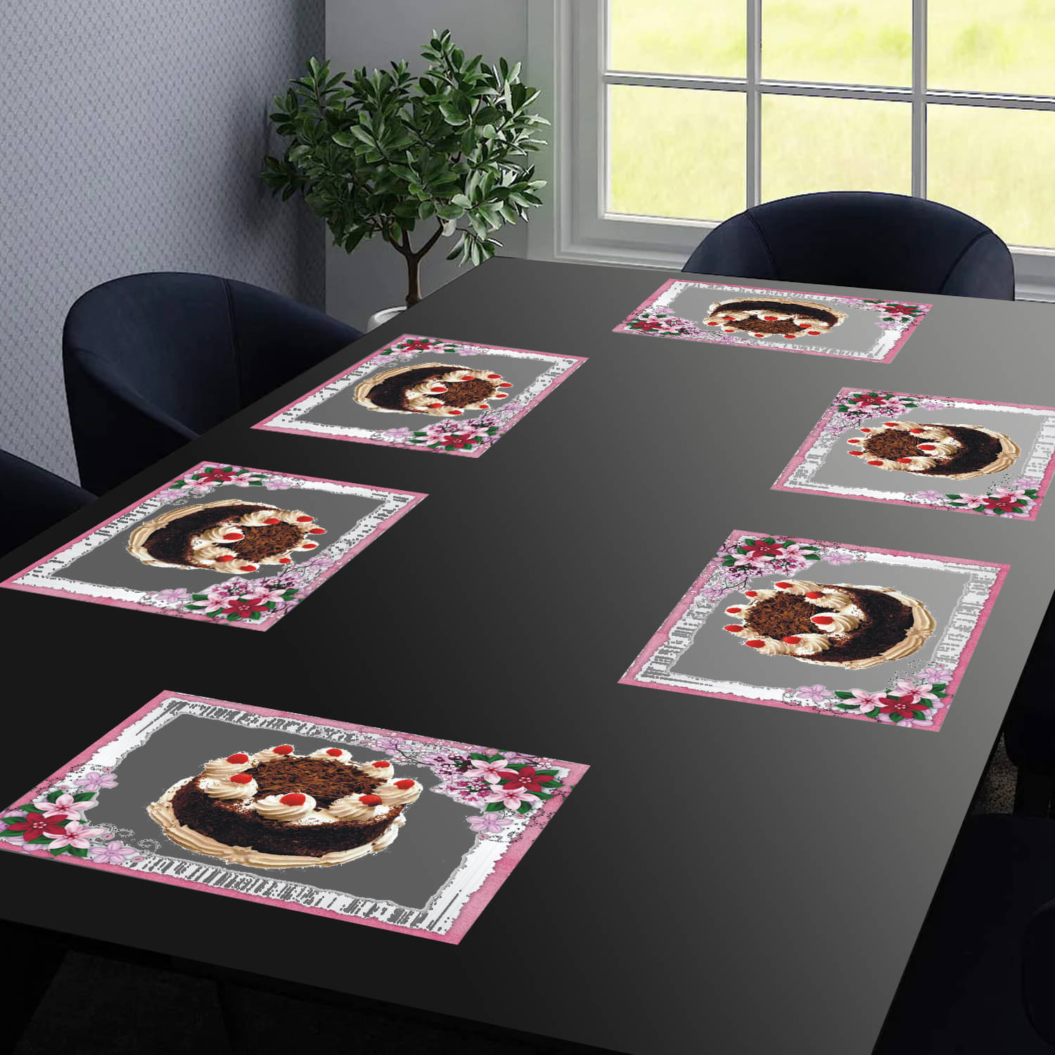     			PVC Abstract Rectangle Table Mats ( 43 cm x 29 cm ) Pack of 6 - Brown