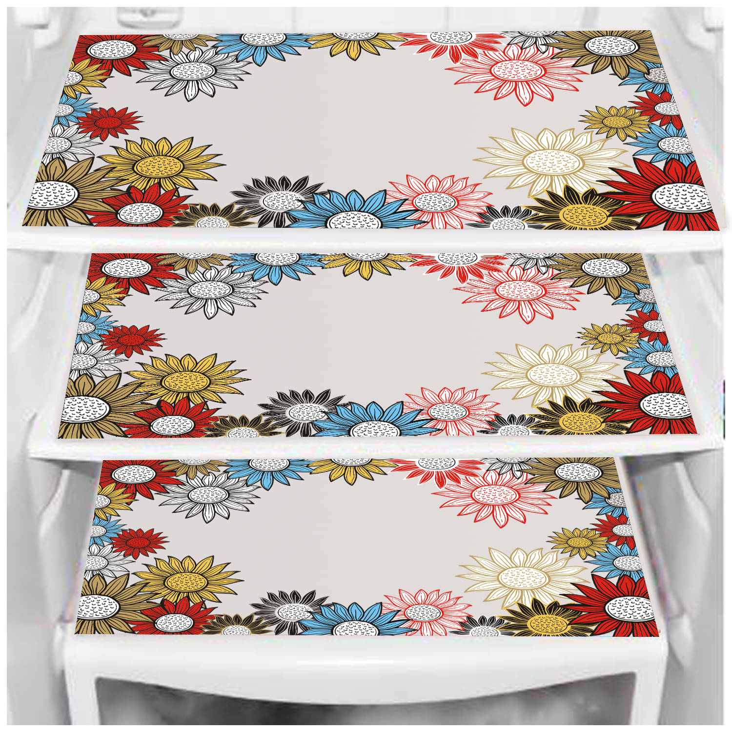     			PVC Floral Fridge Mats ( 43 29 ) Pack of 3 - Multicolor