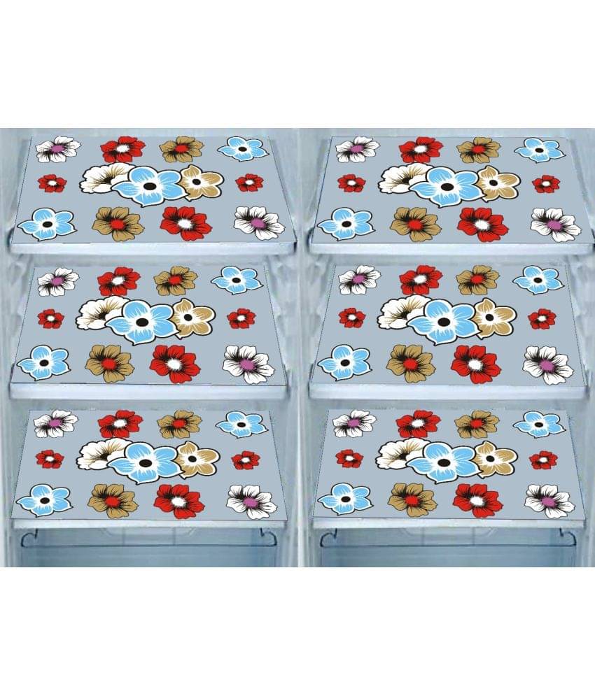     			PVC Floral Fridge Mats ( 43 29 ) Pack of 6 - Blue