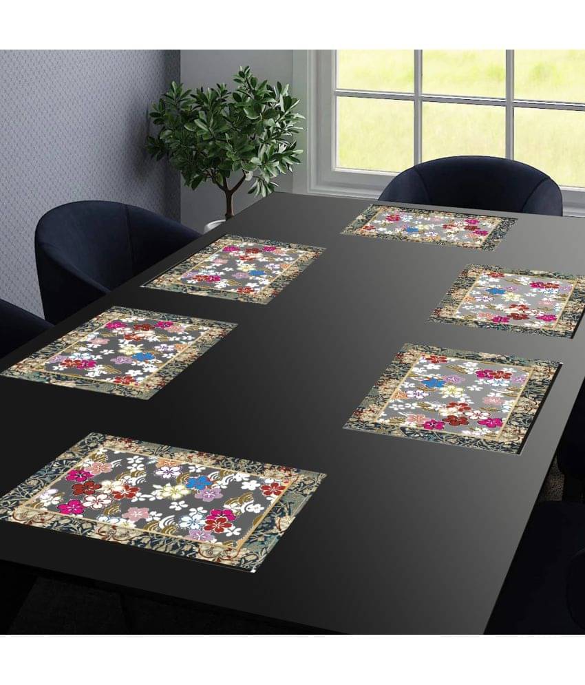 PVC Floral Rectangle Table Mats ( 43 cm x 29 cm ) Pack of 6 - Pink PVC Floral Rectangle Table Mats ( 43 cm x 29 cm ) Pack of 6 - Pink