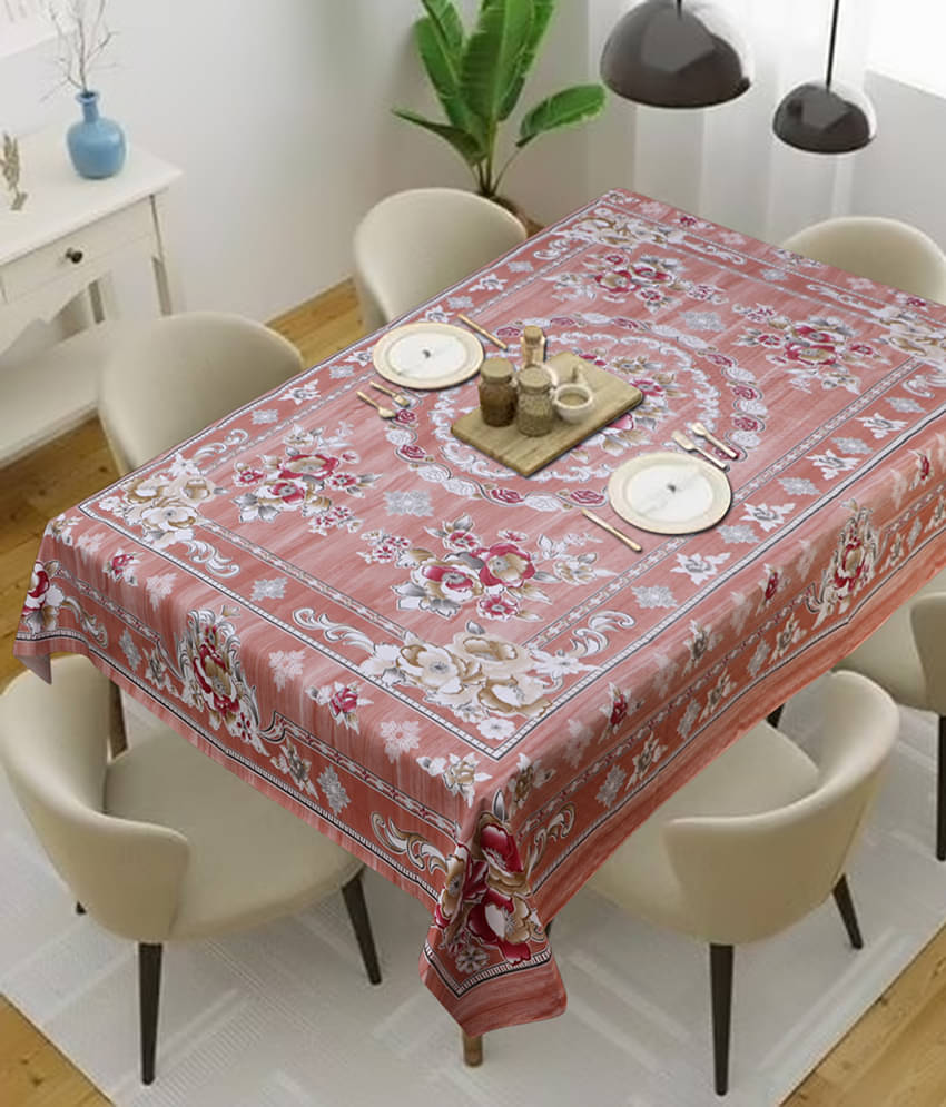 Printed PVC 6 Seater Rectangle Table Cover ( 228 x 152 ) cm Pack of 1 Peach     			Printed PVC 6 Seater Rectangle Table Cover ( 228 x 152 ) cm Pack of 1 Peach