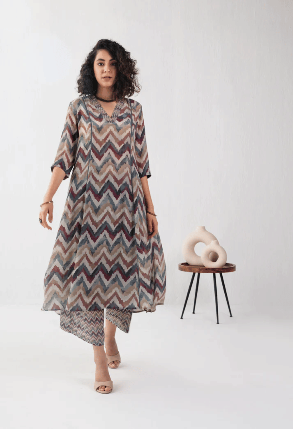     			Keri Perry Women Printed A-line Kurti With Palazzo ( Grey )