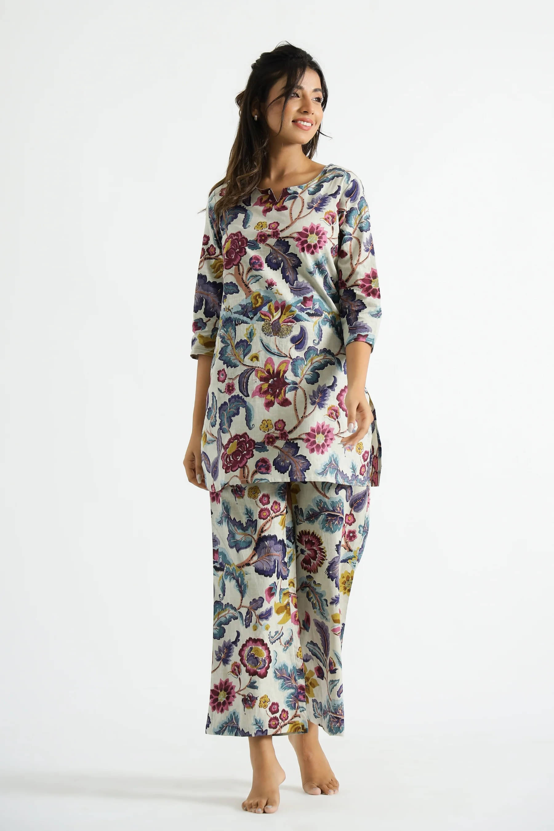     			Keri Perry Women Printed Kurta With Trousers Co-Ord Set ( Multi Color )