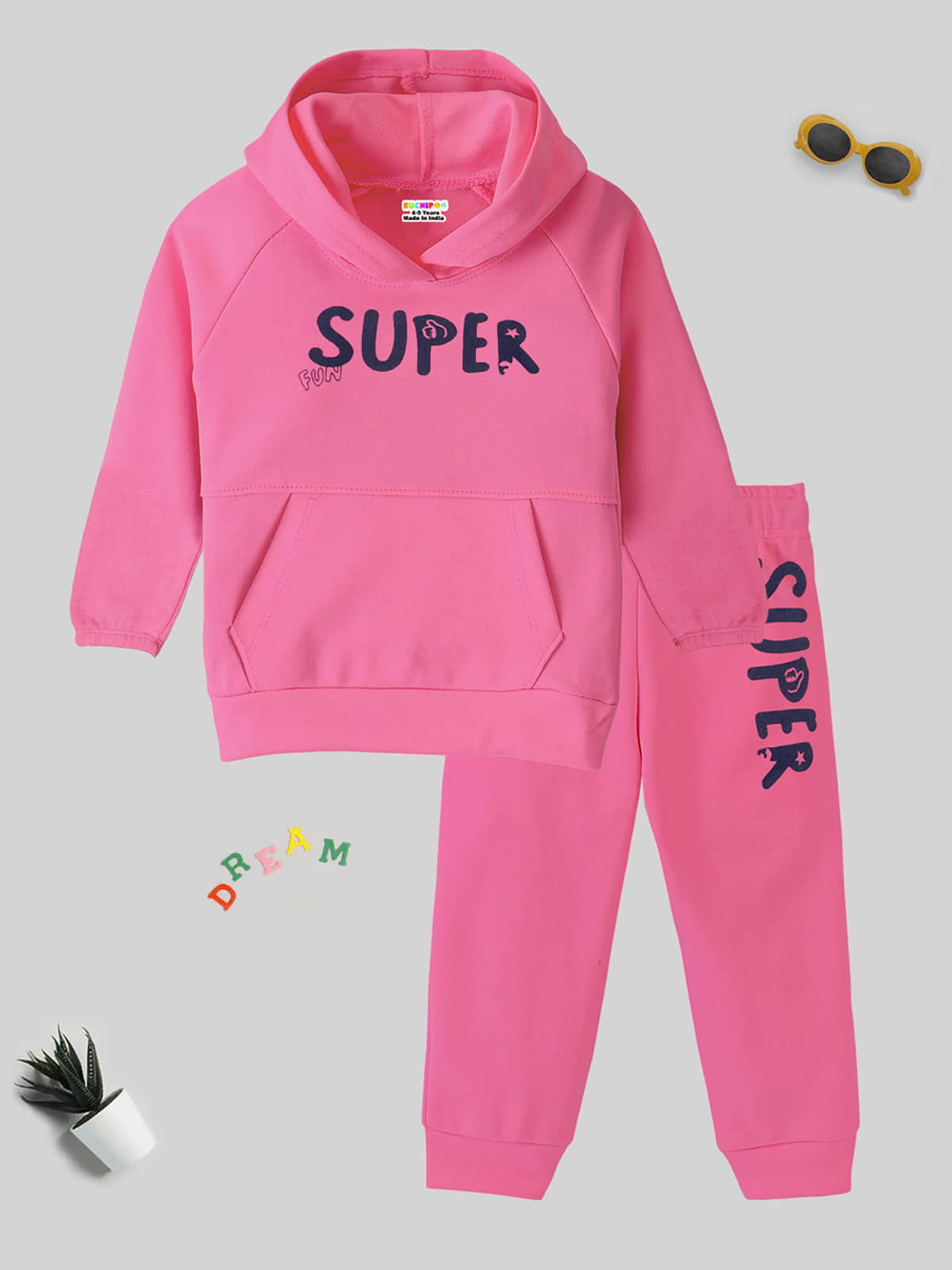 Kuchipoo Pack of 1 Baby Girls Cotton Blend Sweatshirt & Jogger Set ( Multi )