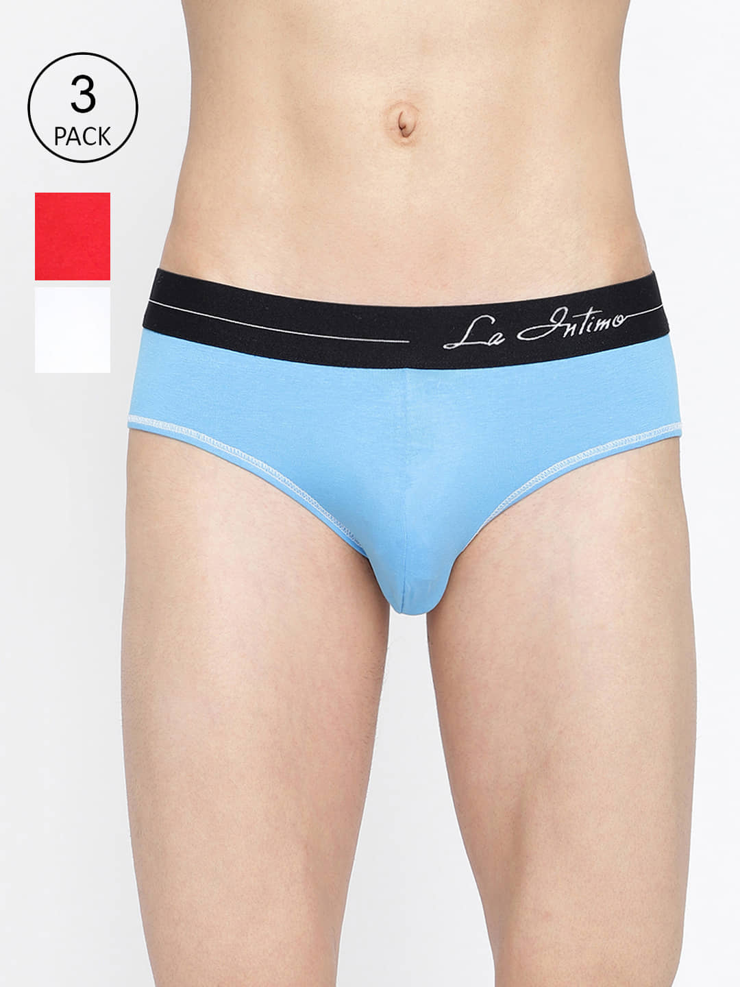 La Intimo Pack of 3 Cotton Briefs For Men's ( Multicolor )