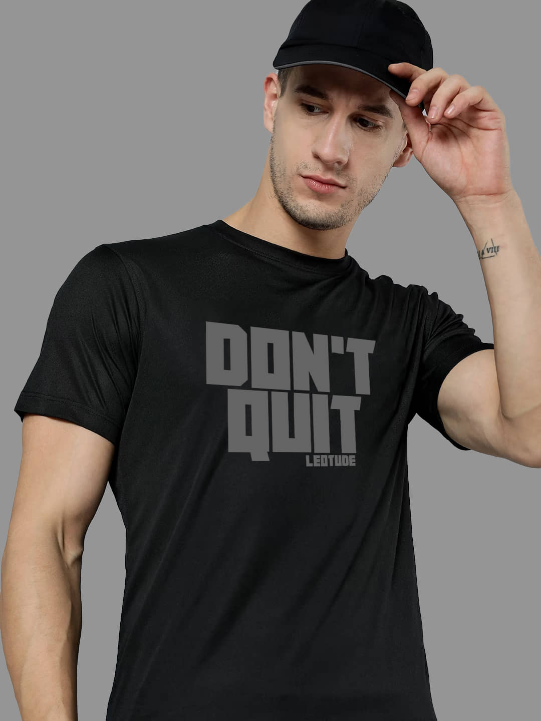 Leotude Men Polyester Regular Fit Printed T-Shirt ( Black )