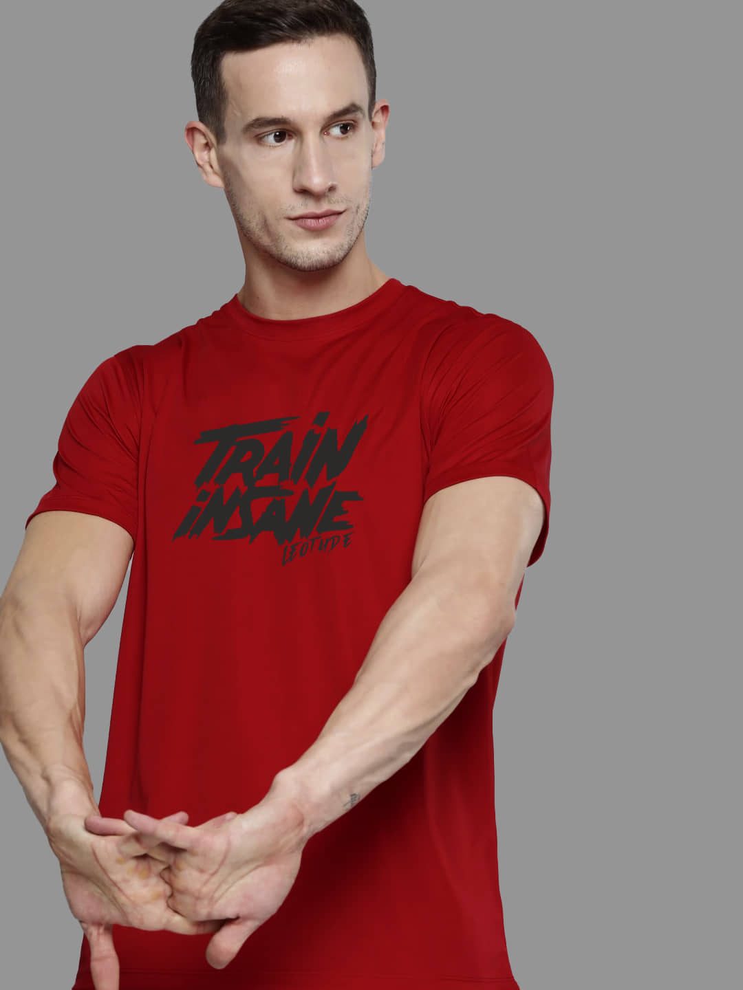 Leotude Pack of 1 Polyester Regular Fit Men's T-Shirt ( Red )