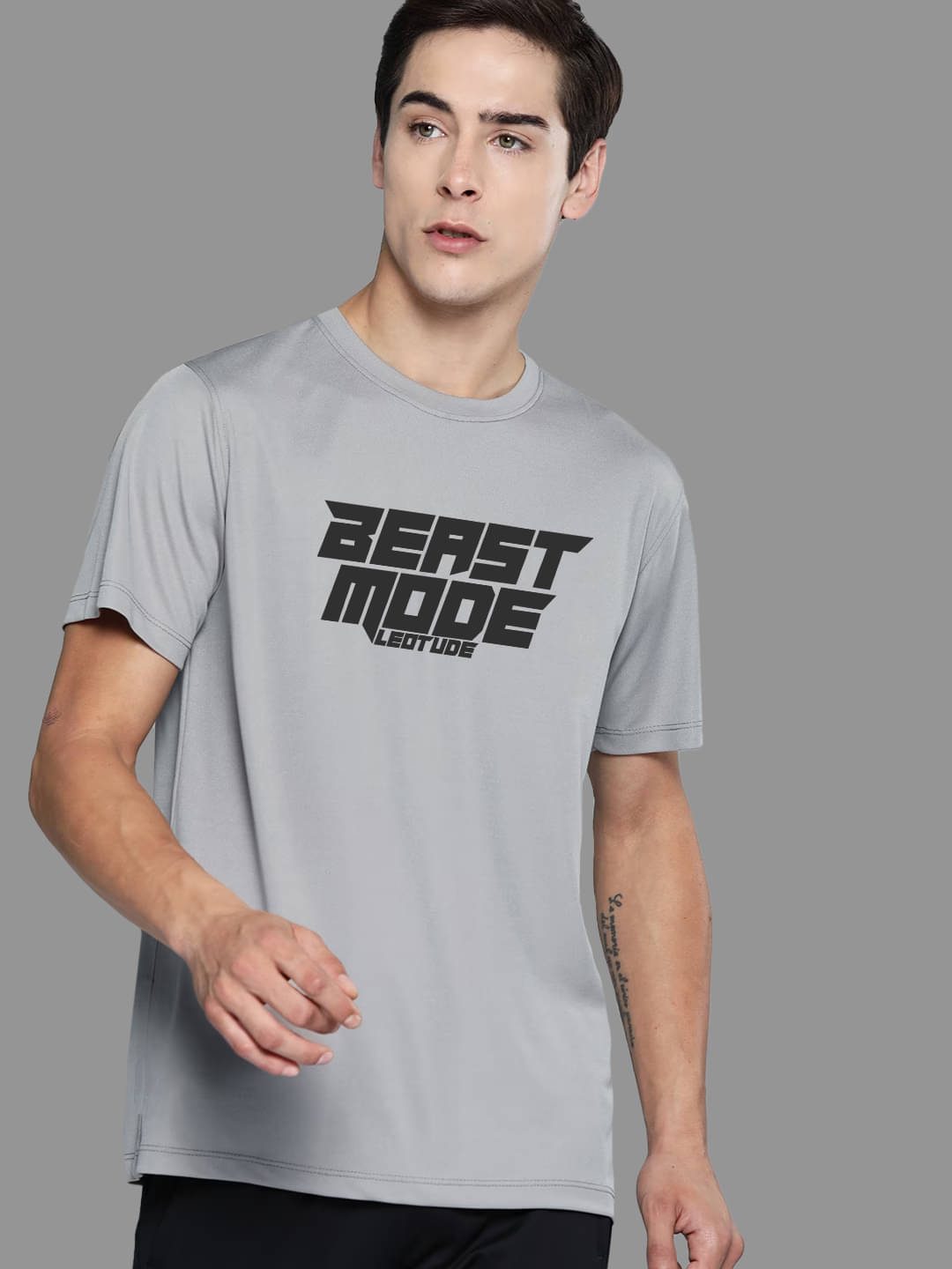     			Leotude Pack of 1 Polyester Regular Fit Men's T-Shirt ( Grey )