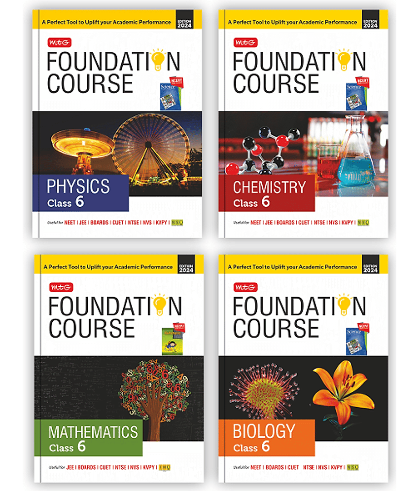 MTG Foundation Course Class 6 Physics, Chemistry, Mathematics & Biology Book (Set of 4) For IIT JEE, NEET, NSO Olympiad, NTSE, NVS, KVPY & Boards Exam | Based on NCERT Latest Pattern 2024-25 - Stationery | Buy online on ZillyBuy