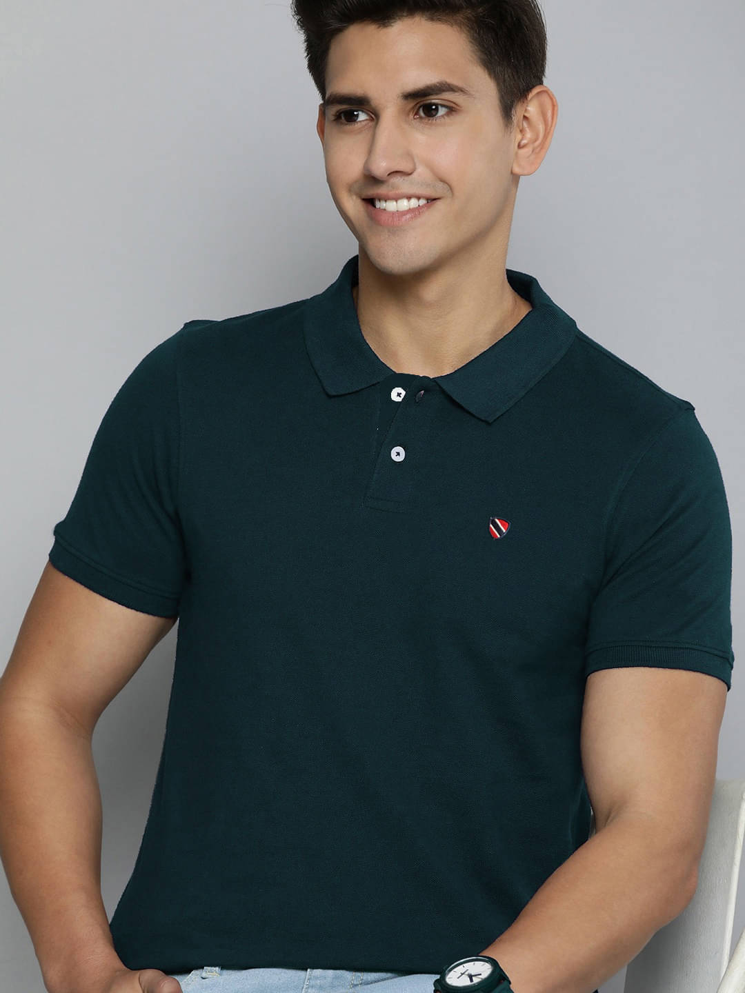     			Merriment Pack of 1 Cotton Blend Regular Fit Solid Half Sleeves Men's Polo T Shirt ( Green )