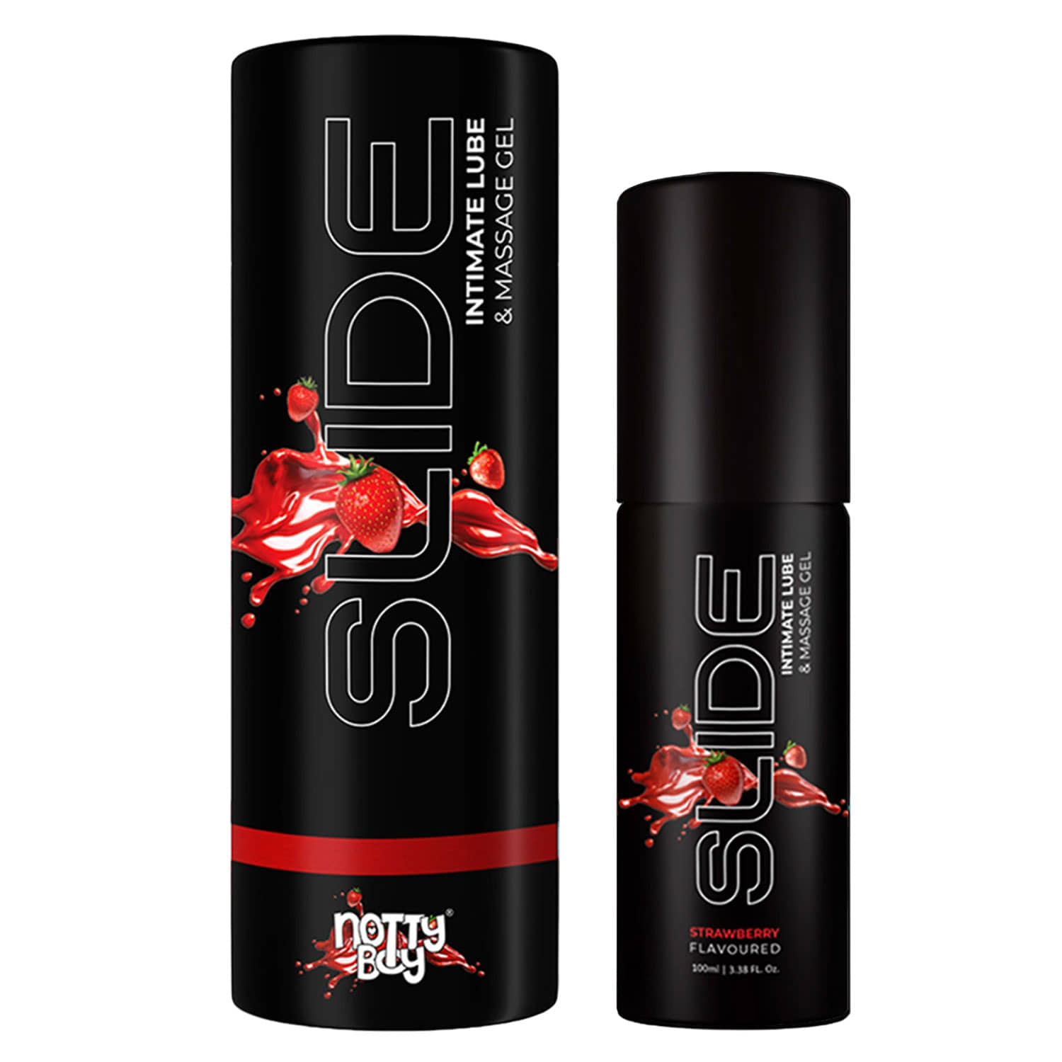 NottyBoy Slide Strawberry Flavoured Water Based Lube and Message Gel - 100ml