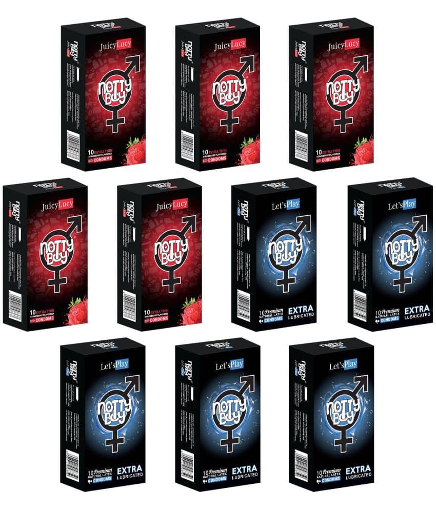 NottyBoy Strawberry Flavour and Extra Lubricated Condoms - 100 Units