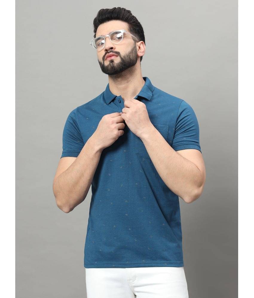 OGEN Pack of 1 Cotton Blend Regular Fit Printed Half Sleeves Men's Polo T Shirt ( Blue ) OGEN Pack of 1 Cotton Blend Regular Fit Printed Half Sleeves Men's Polo T Shirt ( Blue )