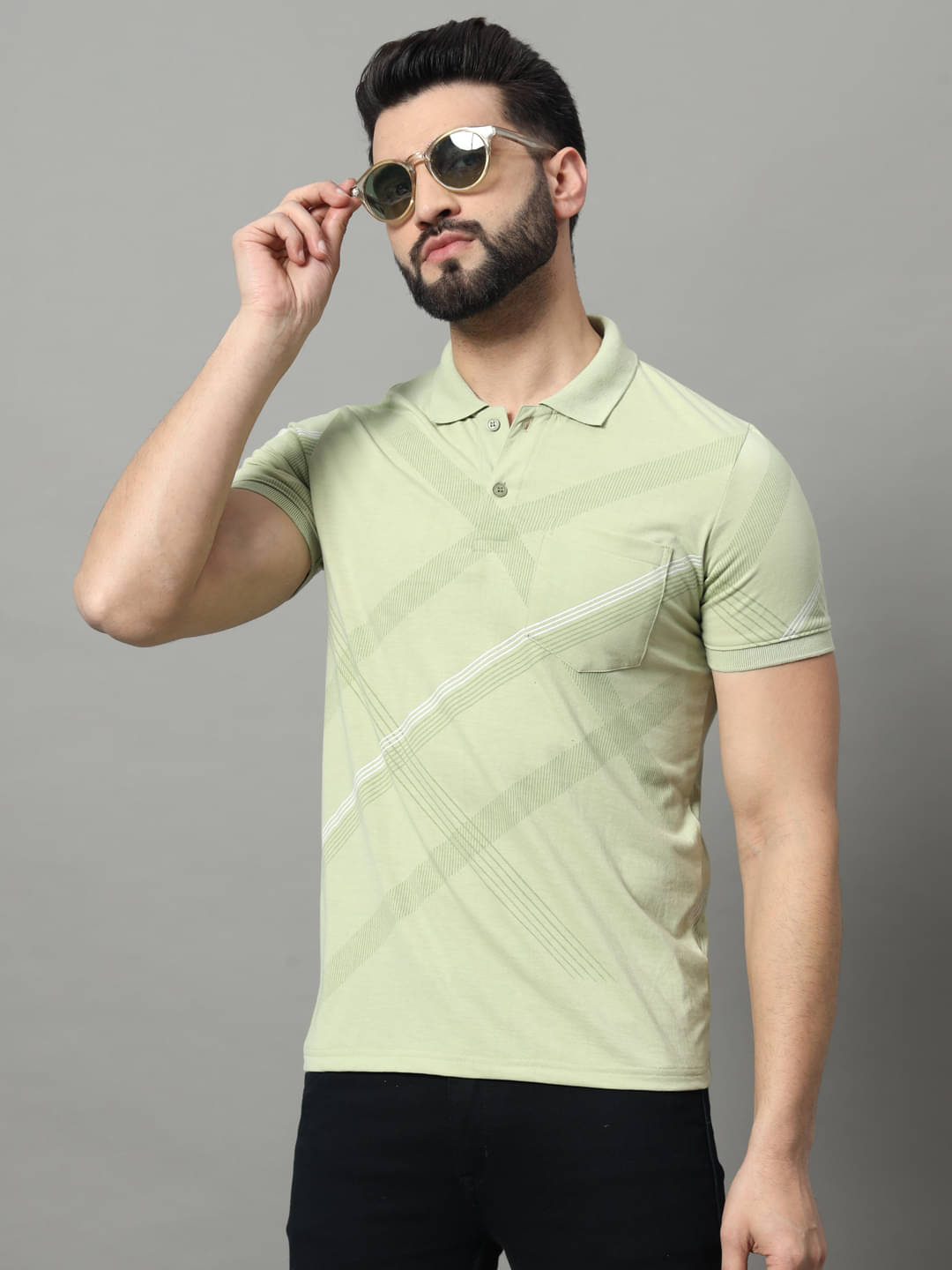 OGEN Cotton Blend Regular Fit Printed Half Sleeves Men's Polo T Shirt - Sea Green ( Pack of 1 ) OGEN Cotton Blend Regular Fit Printed Half Sleeves Men's Polo T Shirt - Sea Green ( Pack of 1 )