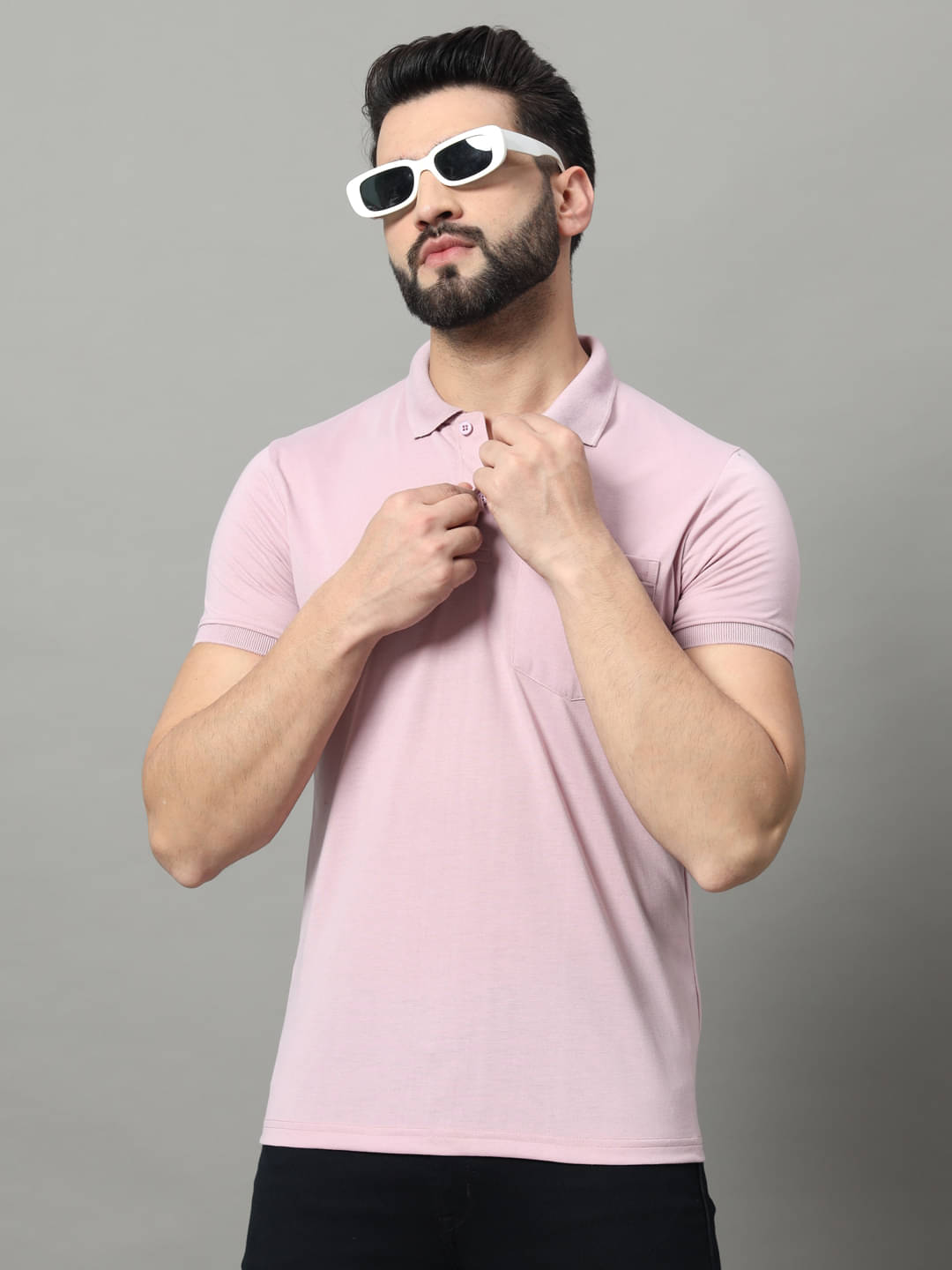OGEN Pack of 1 Cotton Blend Regular Fit Solid Half Sleeves Men's Polo T Shirt ( Pink ) OGEN Pack of 1 Cotton Blend Regular Fit Solid Half Sleeves Men's Polo T Shirt ( Pink )