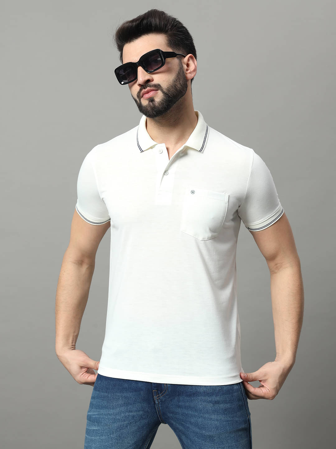 OGEN Pack of 1 Cotton Blend Regular Fit Solid Half Sleeves Men's Polo T Shirt ( White ) OGEN Pack of 1 Cotton Blend Regular Fit Solid Half Sleeves Men's Polo T Shirt ( White )