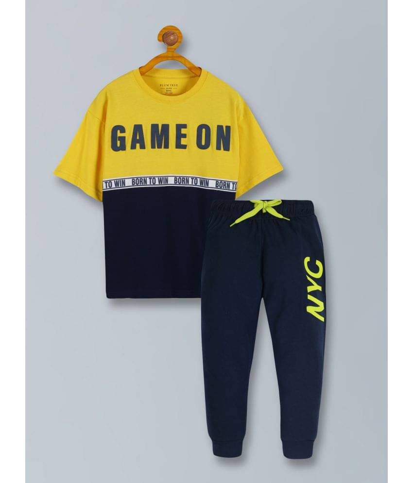    			PLUM TREE Pack of 1 Boys Cotton T-Shirt & Pants Set ( Yellow )