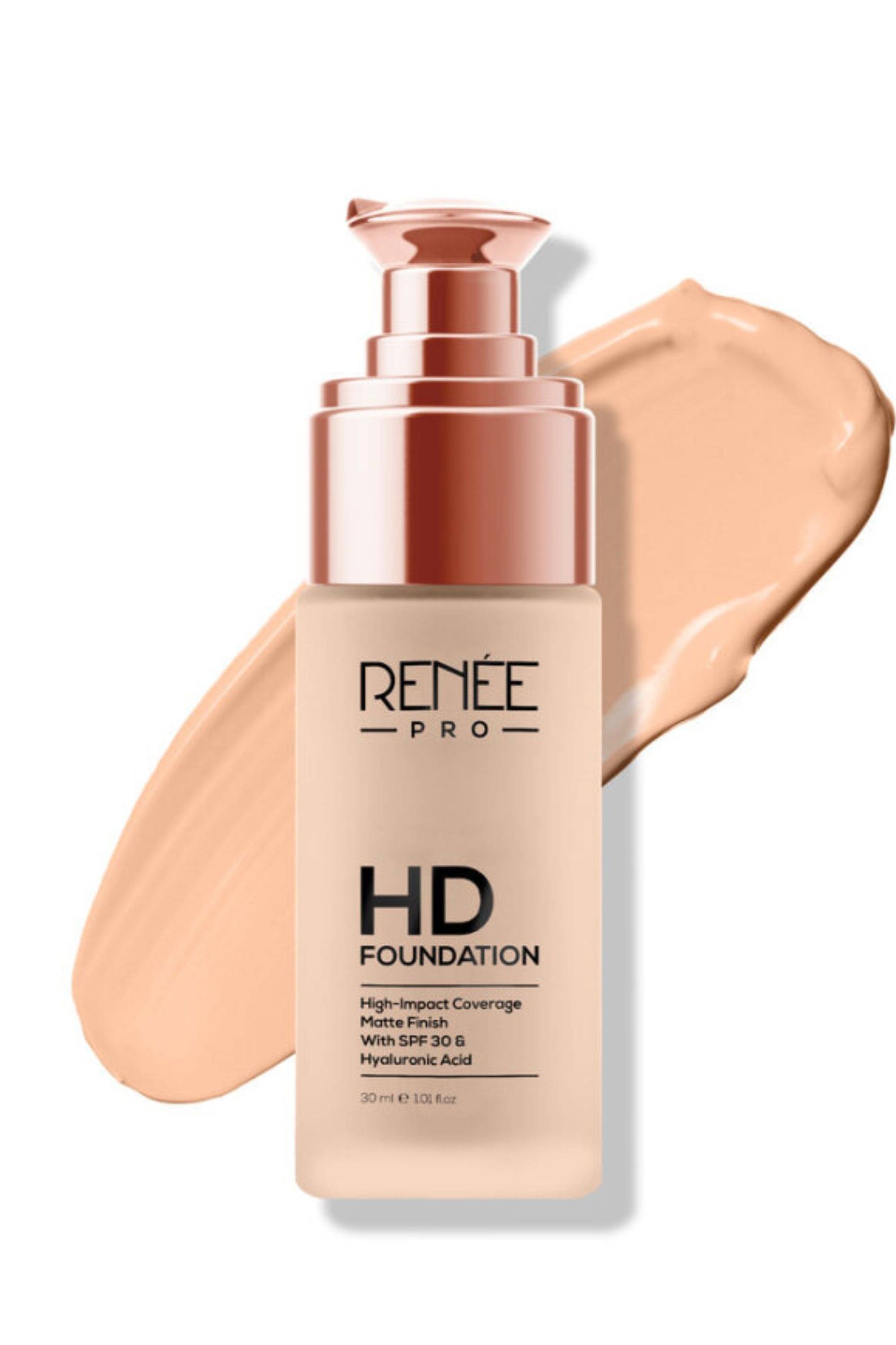     			Renee Pro HD Coverage Foundation - Oak, Matte Finish, Highly Blendable Formula, SPF15, 30Ml