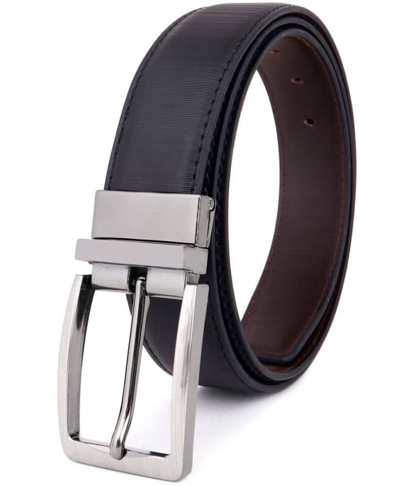SUNSHOPPING - Black Faux Leather Men's Reversible Belt ( Pack of 1 )