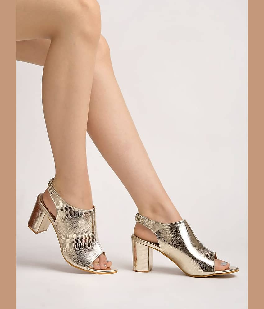 Shoetopia Gold Women's Sandal Heels - Heels | Buy online on ZillyBuy