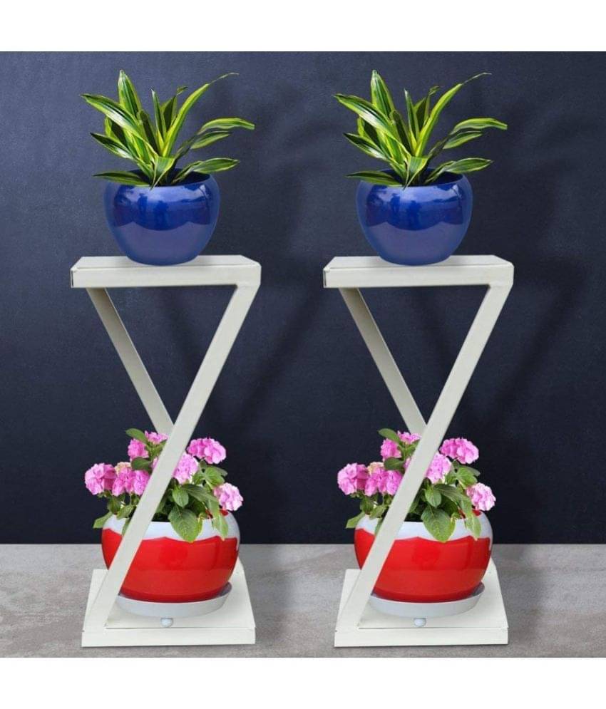     			TrustBasket Ambar Planter Stand (White) - Set of 2