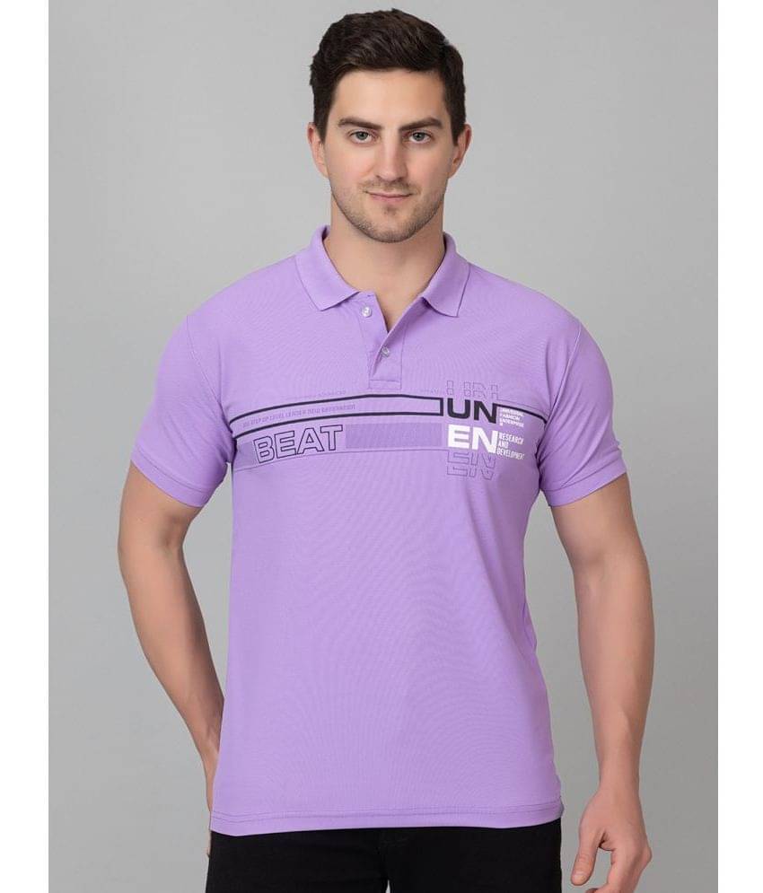 Zeffit Pack of 1 Polyester Regular Fit Printed Half Sleeves Men's Polo T Shirt ( Lavender ) Zeffit Pack of 1 Polyester Regular Fit Printed Half Sleeves Men's Polo T Shirt ( Lavender )