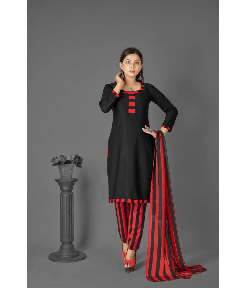 Kashvi Unstitched Crepe Solid Dress Material - Black ( Pack of 1 ) Kashvi Unstitched Crepe Solid Dress Material - Black ( Pack of 1 )