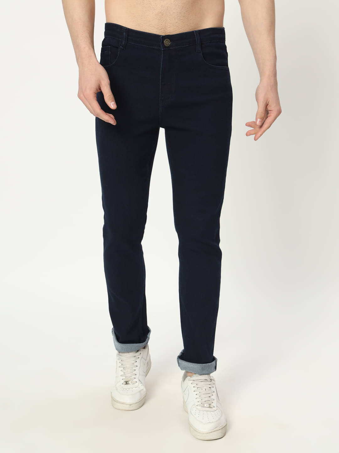 AngelFab Skinny Fit Cuffed Hem Men's Jeans - Navy Blue ( Pack of 1 ) AngelFab Skinny Fit Cuffed Hem Men's Jeans - Navy Blue ( Pack of 1 )