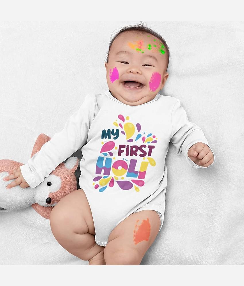 Bonorganik Pack of 1 Unisex for Baby Cotton Bodysuit ( White )