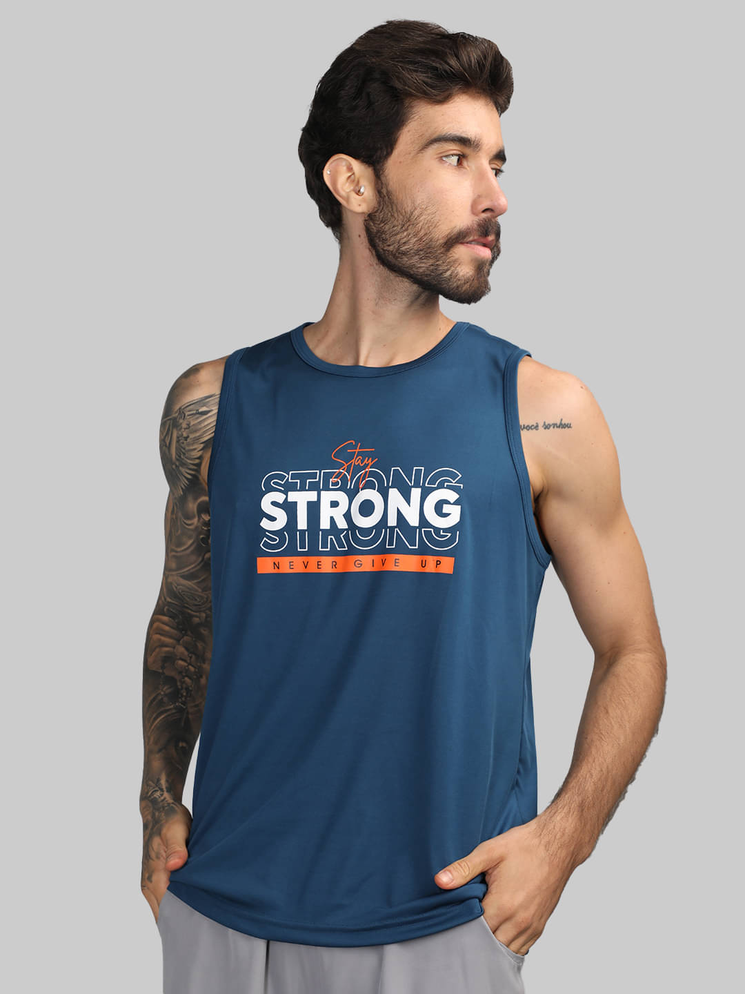 Chkokko Pack of 1 Polyester Gym Vest For Men ( Indigo ) Chkokko Pack of 1 Polyester Gym Vest For Men ( Indigo )