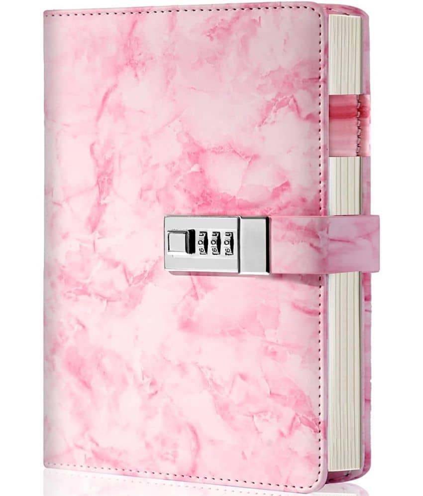 GEEO Marble Diary Journal with Locks for Girls and Women Secret Diaries Journal with Code Lock A5 Marble Notebooks with Combination Lock PU Leather Cover Diary Notebook (Pink) - Stationery | Buy online on ZillyBuy