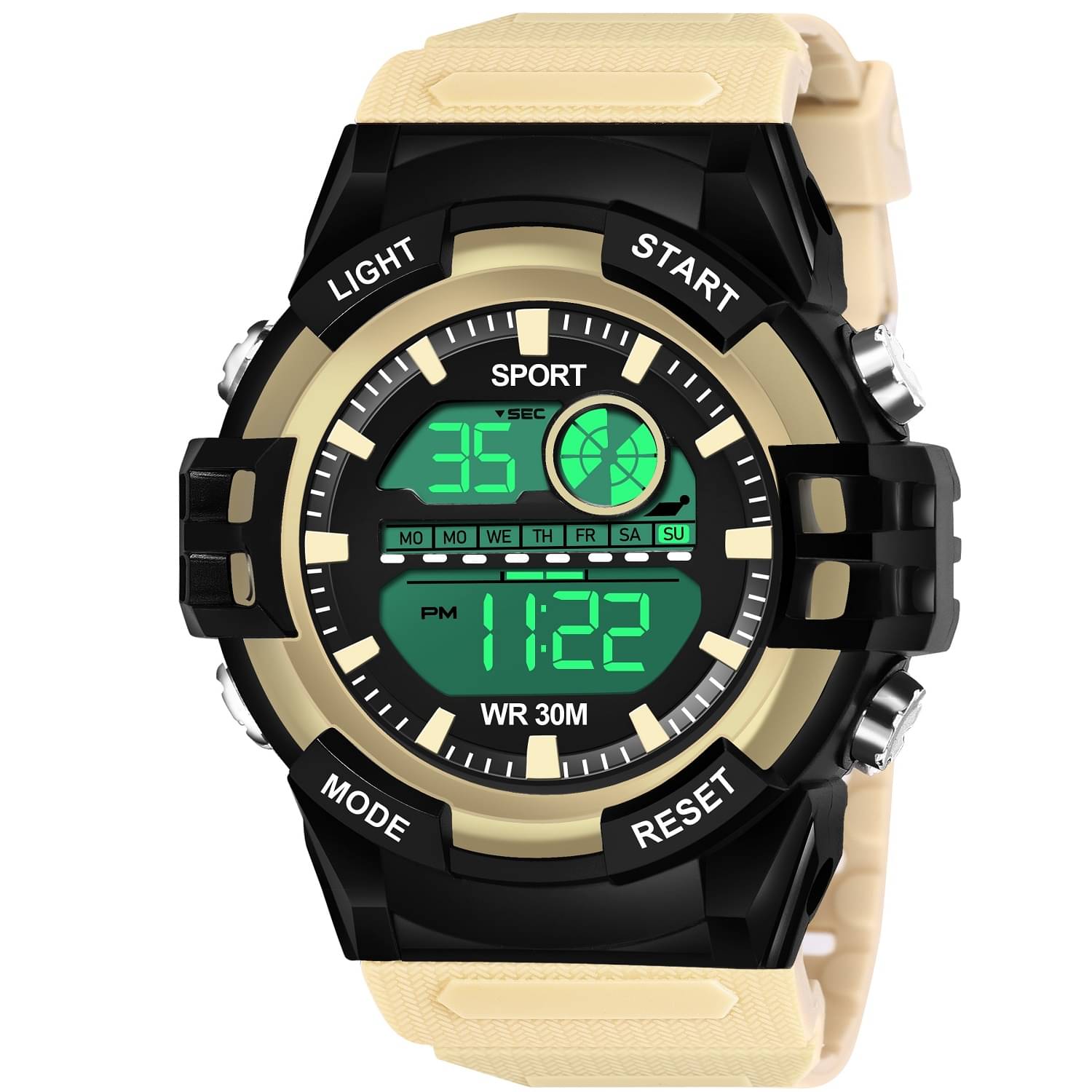     			Hala Beige Resin Digital Men's Watch