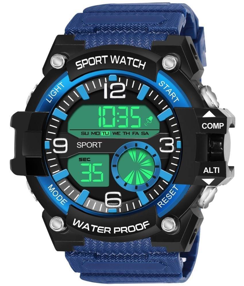     			Hala Blue Resin Digital Men's Watch