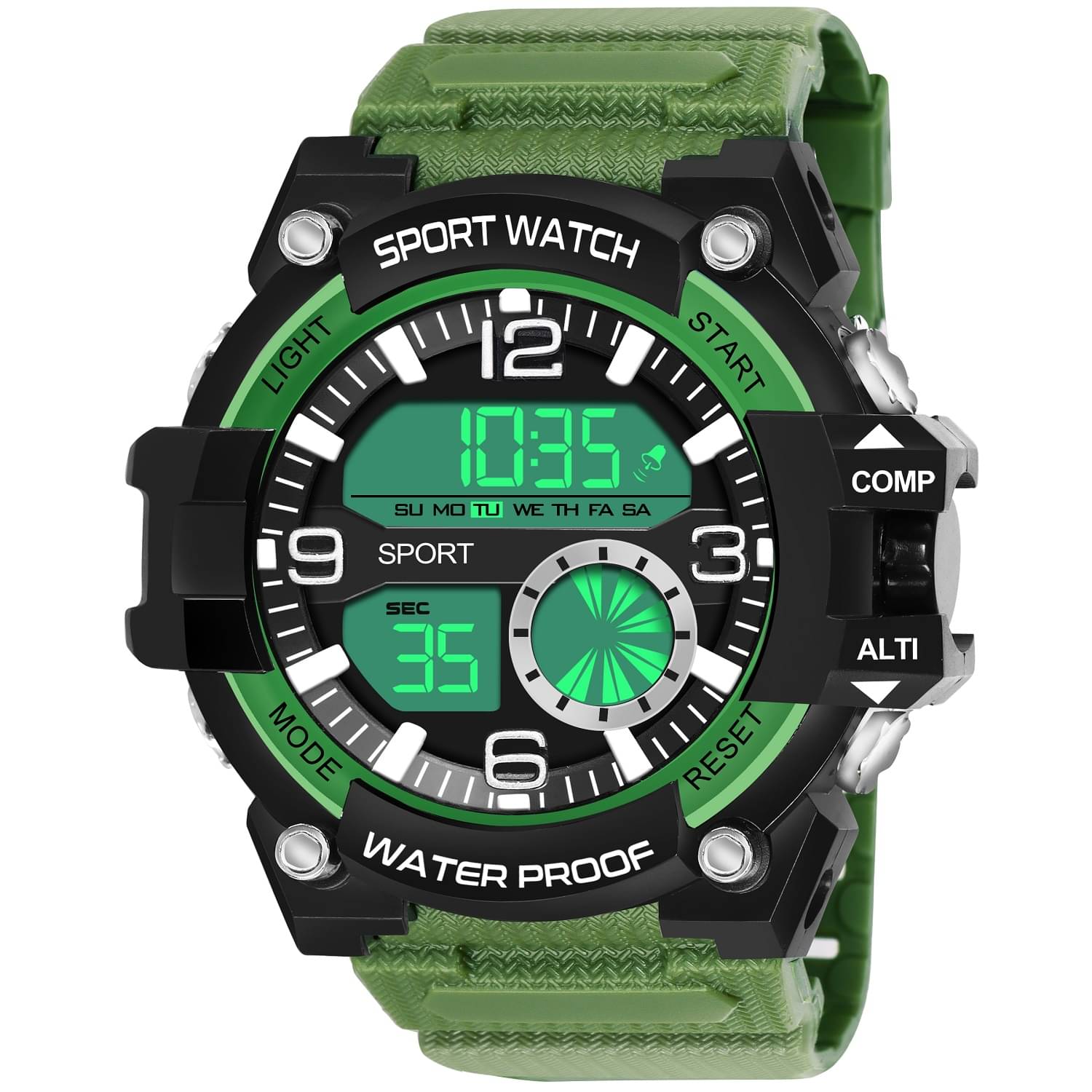     			Hala Green Resin Digital Men's Watch