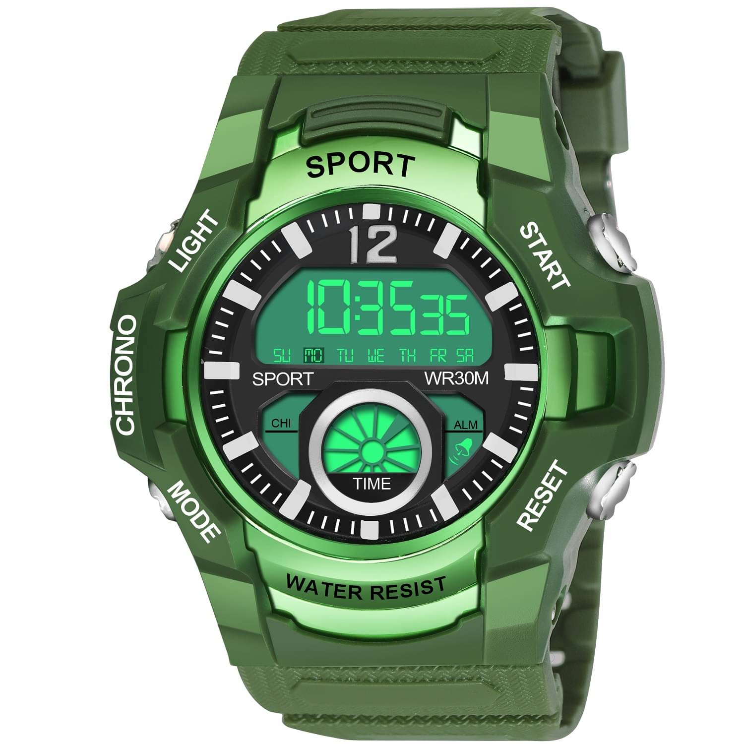     			Hala Green Resin Digital Men's Watch