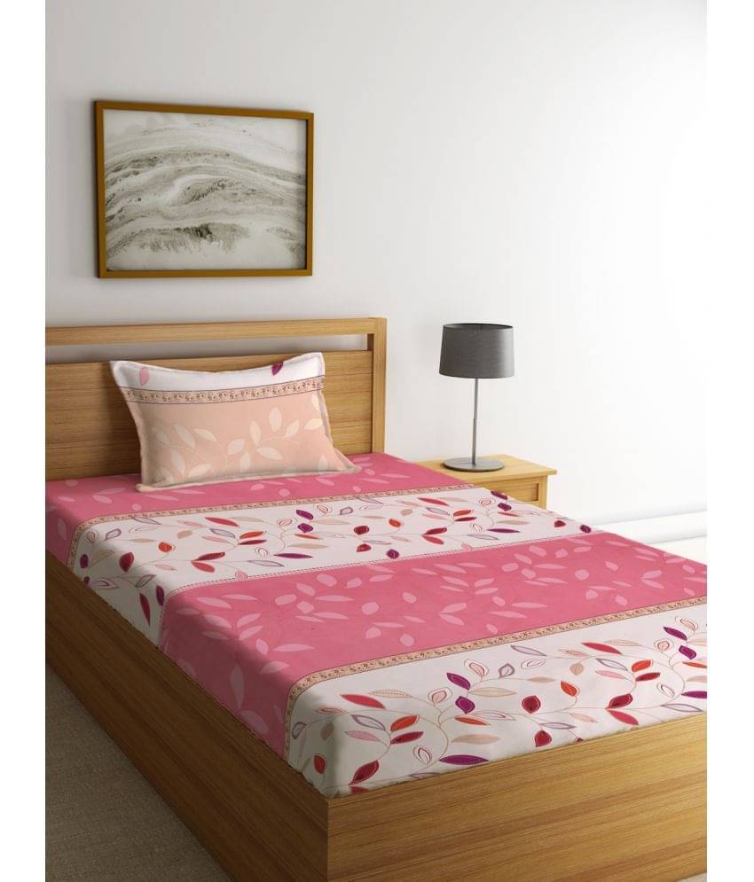 Klotthe Poly Cotton 1 Single Bedsheet with 1 Pillow Cover ( Pink ) Klotthe Poly Cotton 1 Single Bedsheet with 1 Pillow Cover ( Pink )