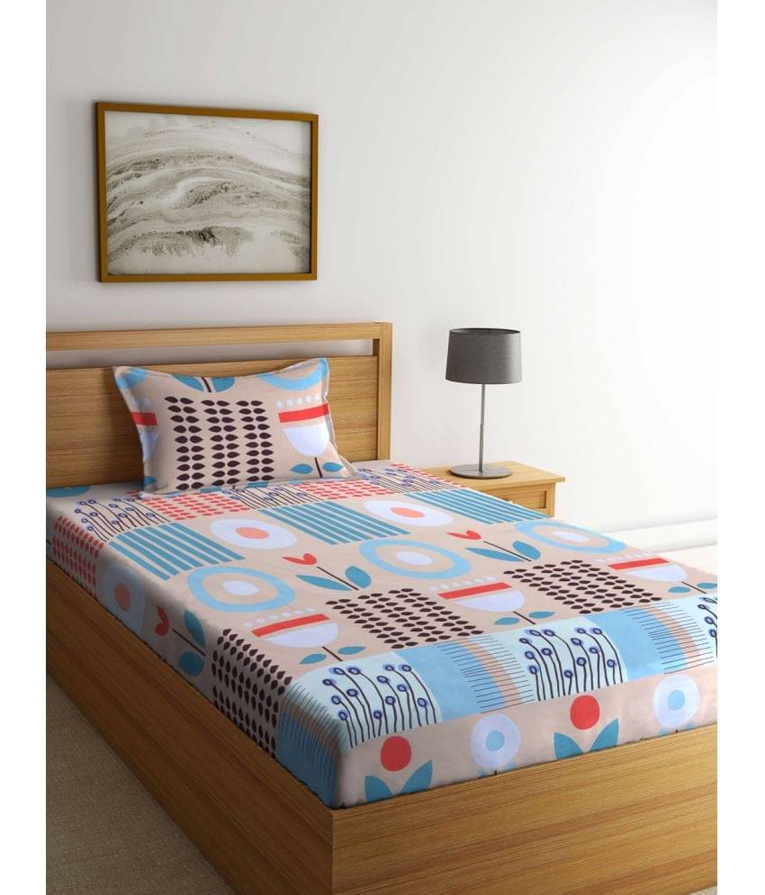 Klotthe Poly Cotton Abstract Printed 1 Single Bedsheet with 1 Pillow Cover - Multicolor Klotthe Poly Cotton Abstract Printed 1 Single Bedsheet with 1 Pillow Cover - Multicolor
