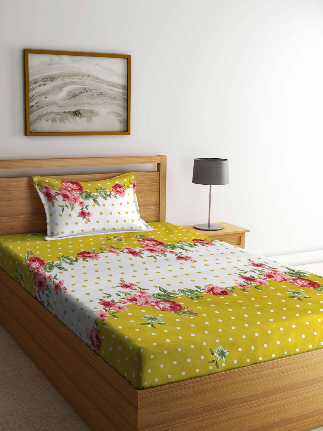     			Klotthe Poly Cotton 1 Single Bedsheet with 1 Pillow Cover ( Camel )