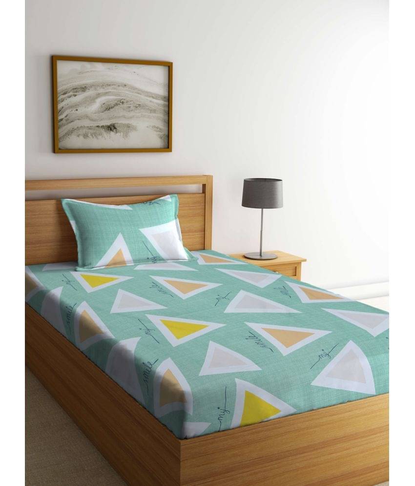     			Klotthe Poly Cotton Geometric 1 Single Bedsheet with 1 Pillow Cover - Multicolor