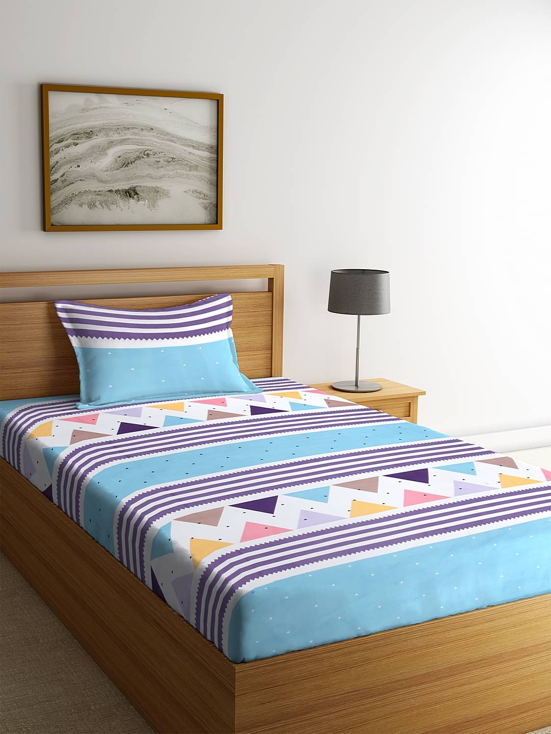 Klotthe Poly Cotton 1 Single Bedsheet with 1 Pillow Cover ( Blue ) Klotthe Poly Cotton 1 Single Bedsheet with 1 Pillow Cover ( Blue )
