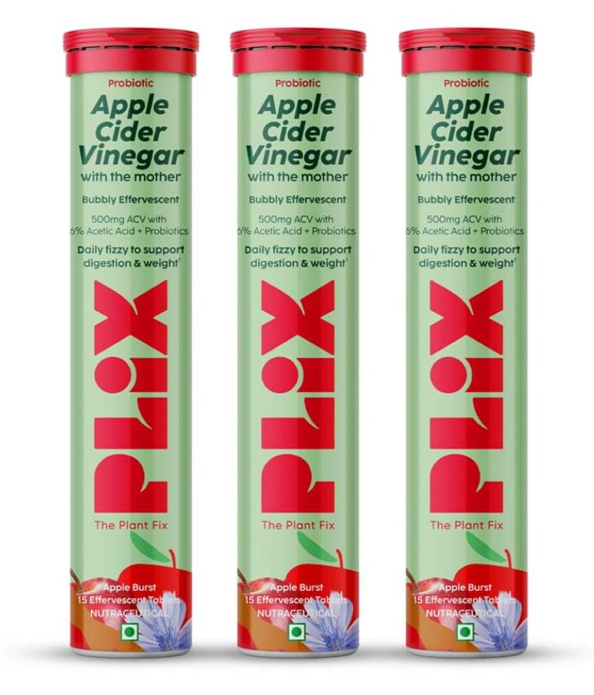Plix Probiotic+ Apple Cider Vinegar Effervescent Tablets for Gut Health & Metabolism 3 x 15 Tablets Plix Probiotic+ Apple Cider Vinegar Effervescent Tablets for Gut Health & Metabolism 3 x 15 Tablets