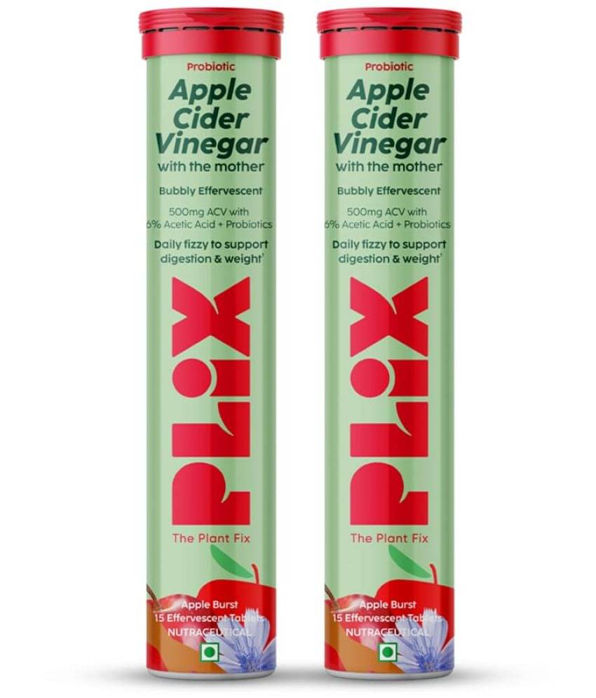 Plix Probiotic+ Apple Cider Vinegar Effervescent Tablets for Gut Health & Metabolism 2 x 15 Tablets Plix Probiotic+ Apple Cider Vinegar Effervescent Tablets for Gut Health & Metabolism 2 x 15 Tablets