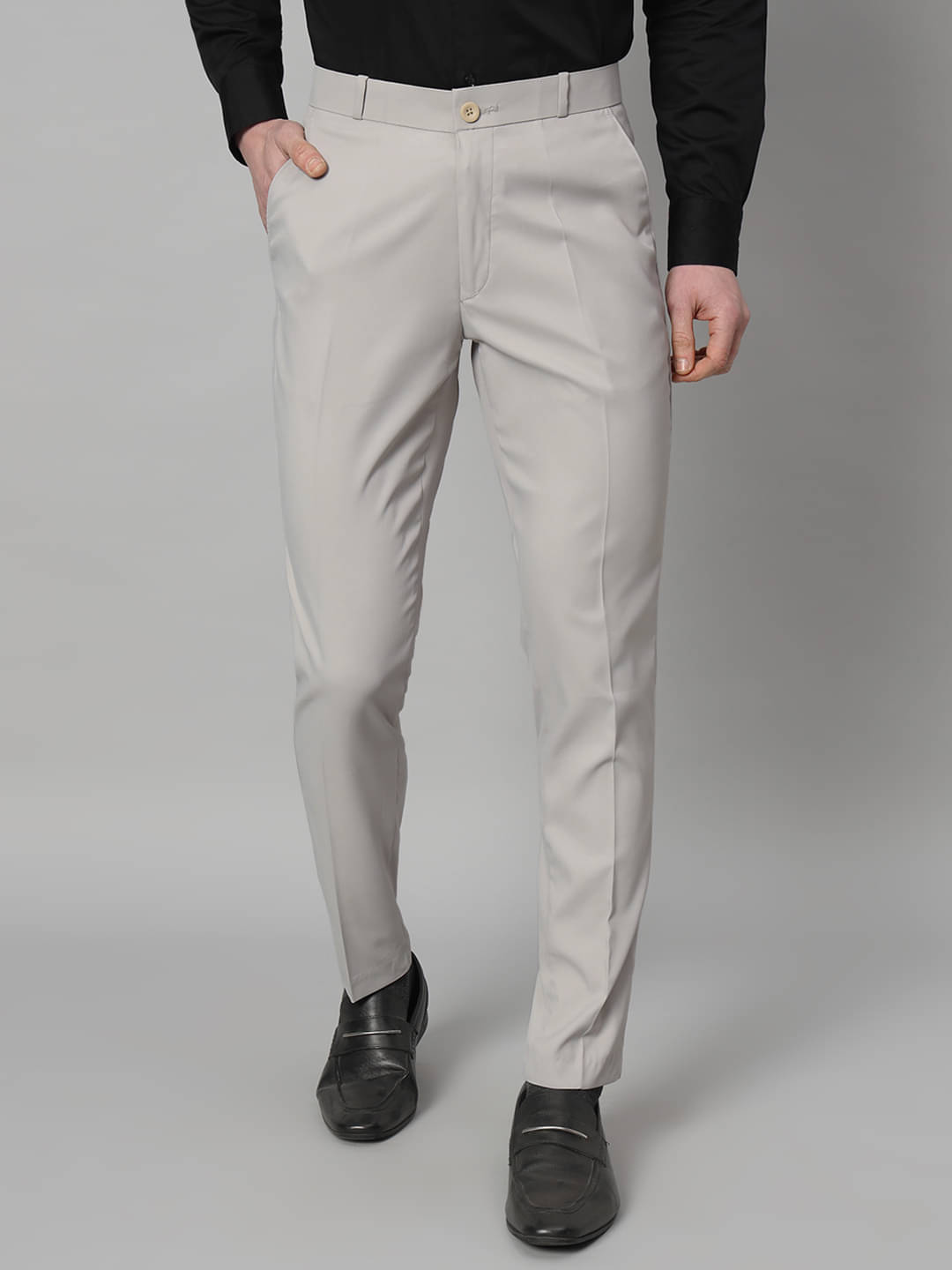     			RAGZO Regular Flat Men's Formal Trouser - Light Grey ( Pack of 1 )