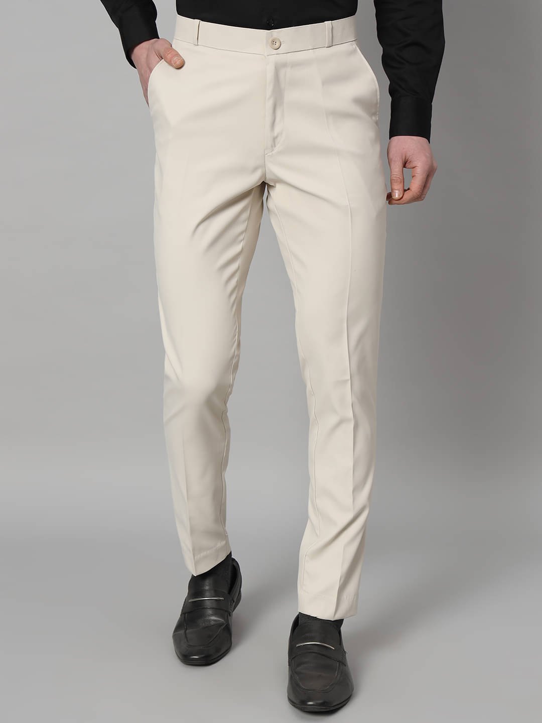     			RAGZO Regular Flat Men's Formal Trouser - Cream ( Pack of 1 )