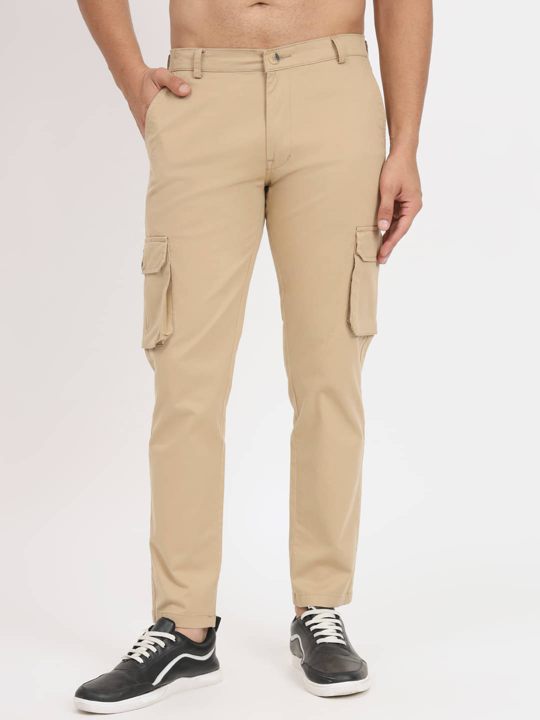     			RAGZO Regular Flat Men's Cargos - Khaki ( Pack of 1 )