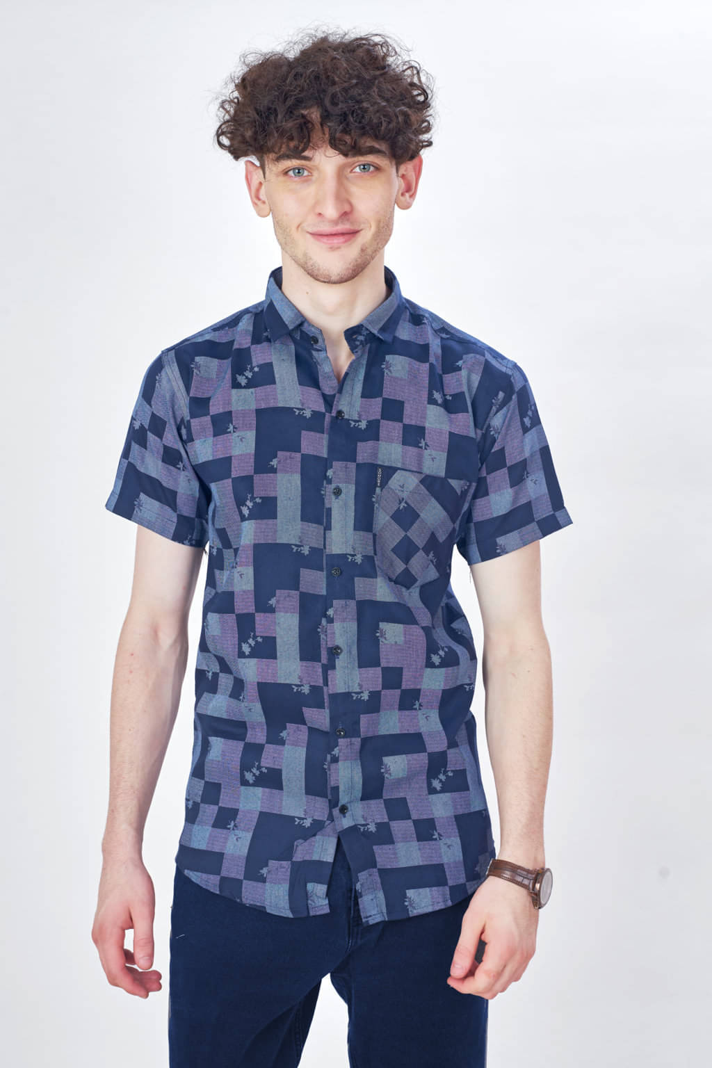     			Somore Cotton Blend Regular Fit Printed Half Sleeves Men's Casual Shirt - Blue ( Pack of 1 )