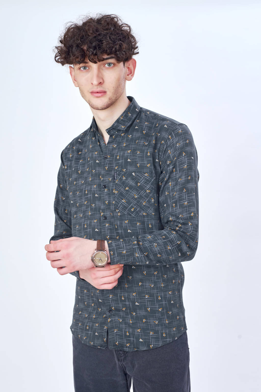 Somore Cotton Blend Regular Fit Printed Full Sleeves Men's Casual Shirt - Grey ( Pack of 1 ) Somore Cotton Blend Regular Fit Printed Full Sleeves Men's Casual Shirt - Grey ( Pack of 1 )