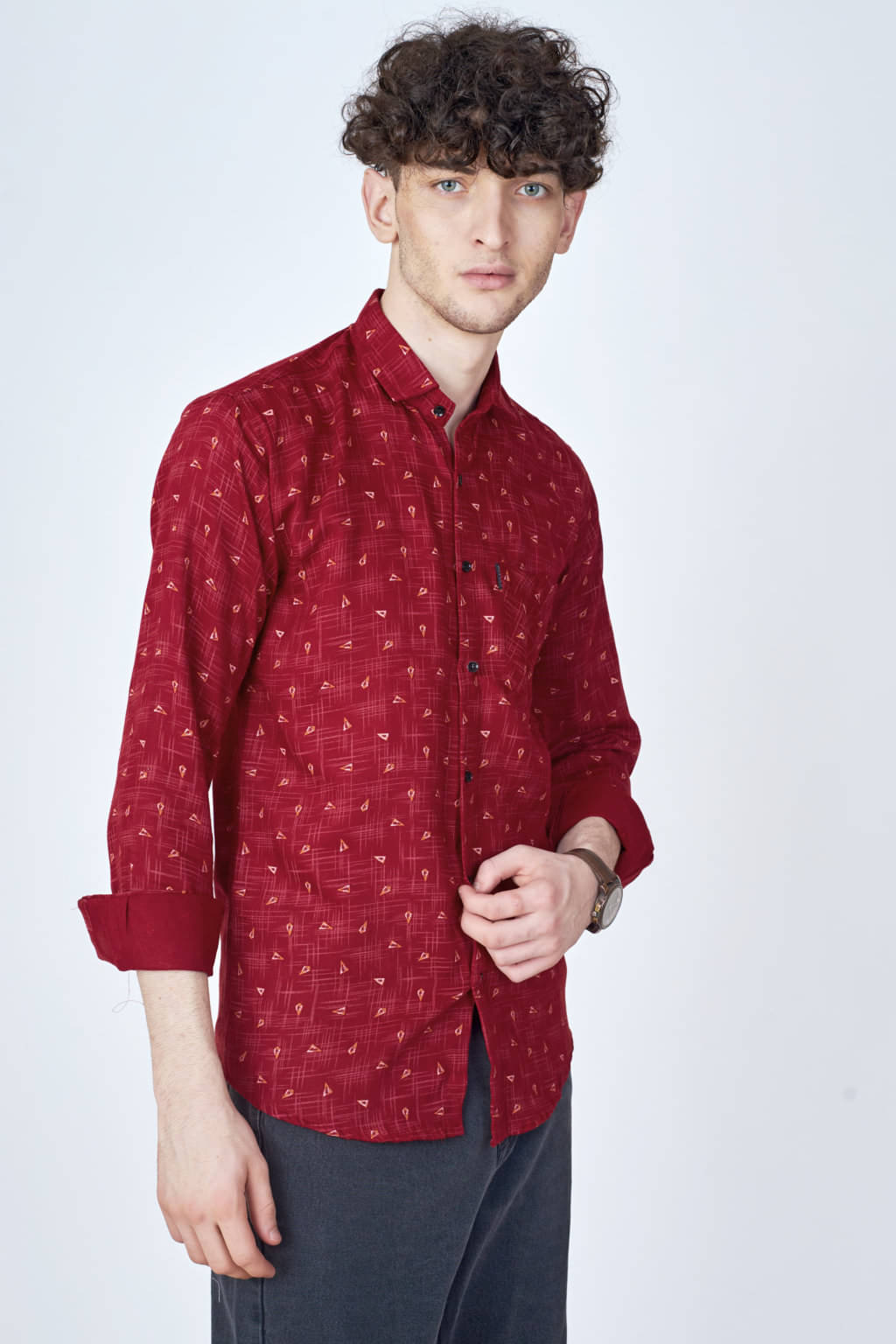 Somore Cotton Blend Regular Fit Printed Full Sleeves Men's Casual Shirt - Red ( Pack of 1 ) Somore Cotton Blend Regular Fit Printed Full Sleeves Men's Casual Shirt - Red ( Pack of 1 )