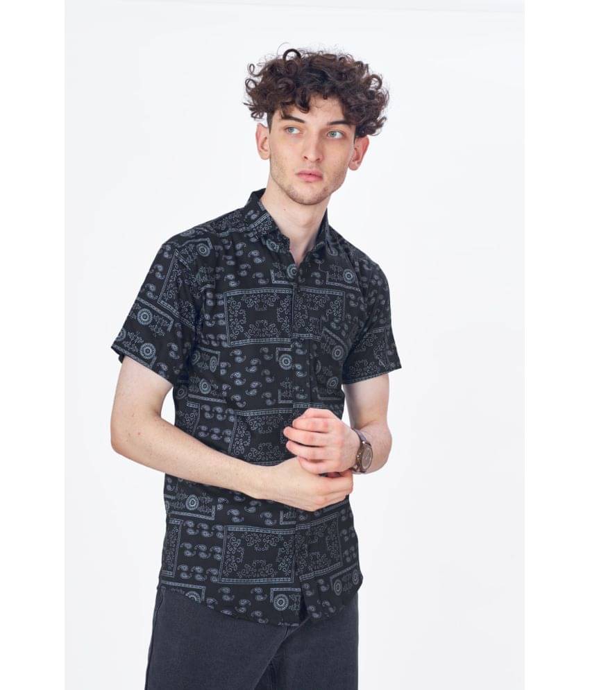 Somore Cotton Blend Regular Fit Printed Half Sleeves Men's Casual Shirt - Black ( Pack of 1 ) Somore Cotton Blend Regular Fit Printed Half Sleeves Men's Casual Shirt - Black ( Pack of 1 )