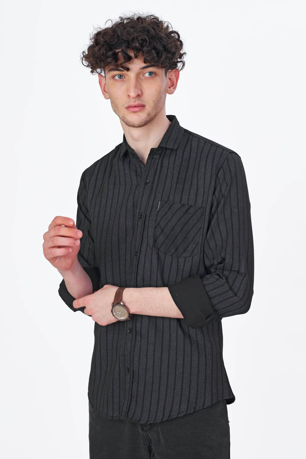 Somore Cotton Blend Regular Fit Striped Full Sleeves Men's Casual Shirt - Black ( Pack of 1 ) Somore Cotton Blend Regular Fit Striped Full Sleeves Men's Casual Shirt - Black ( Pack of 1 )
